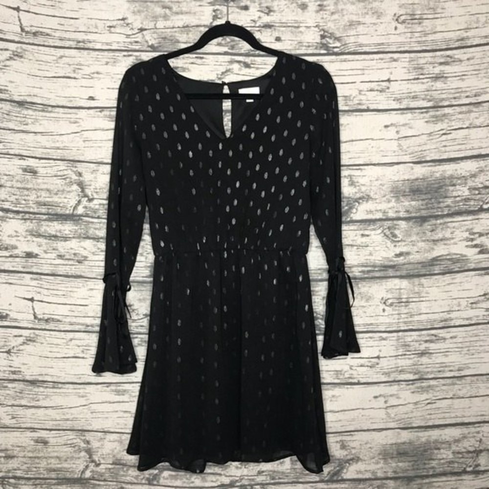 Charming Charlie Gold & Black Polka Dot Dress S
